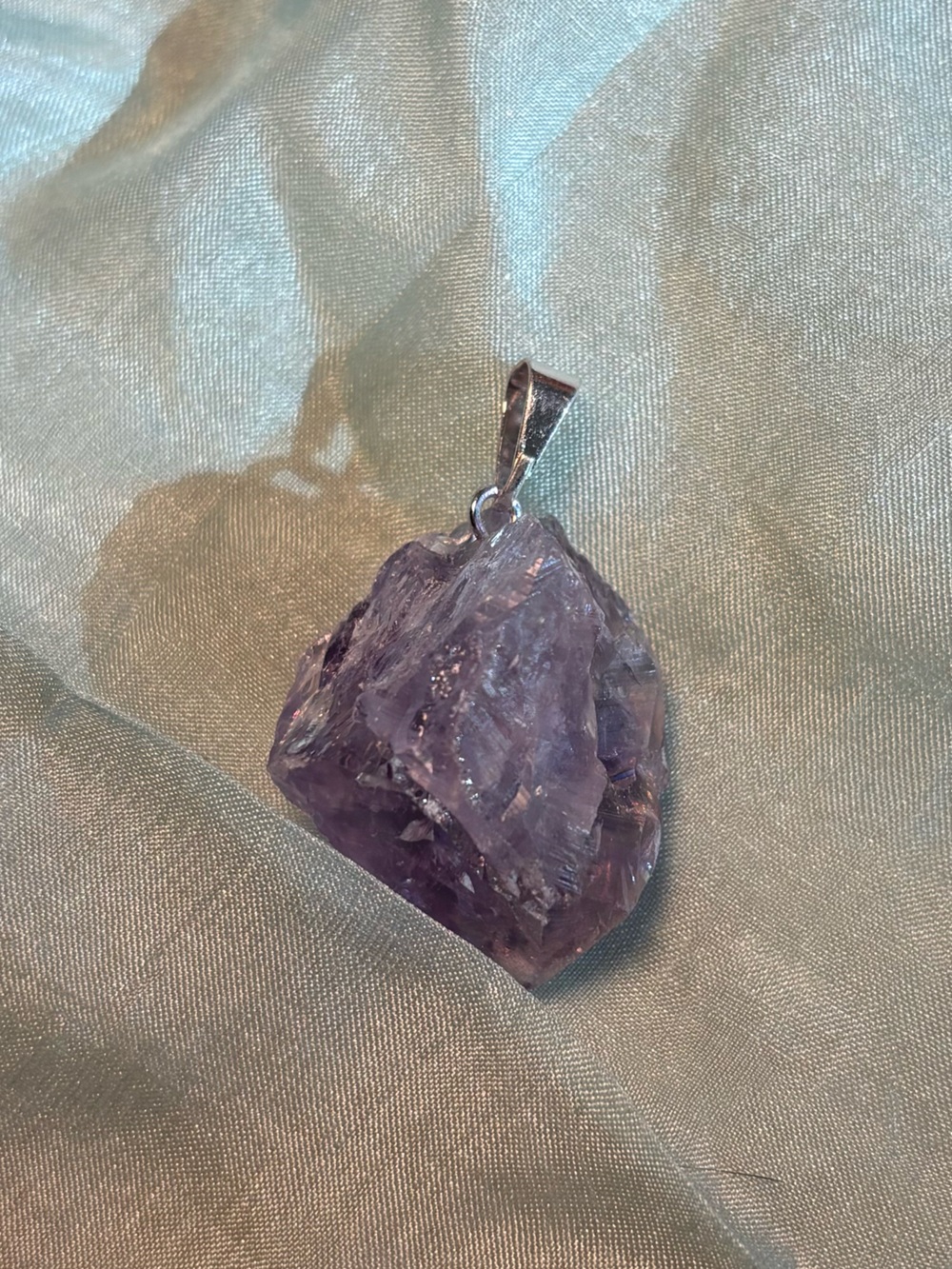 New! Raw Stone Amethyst Crystal Pendant